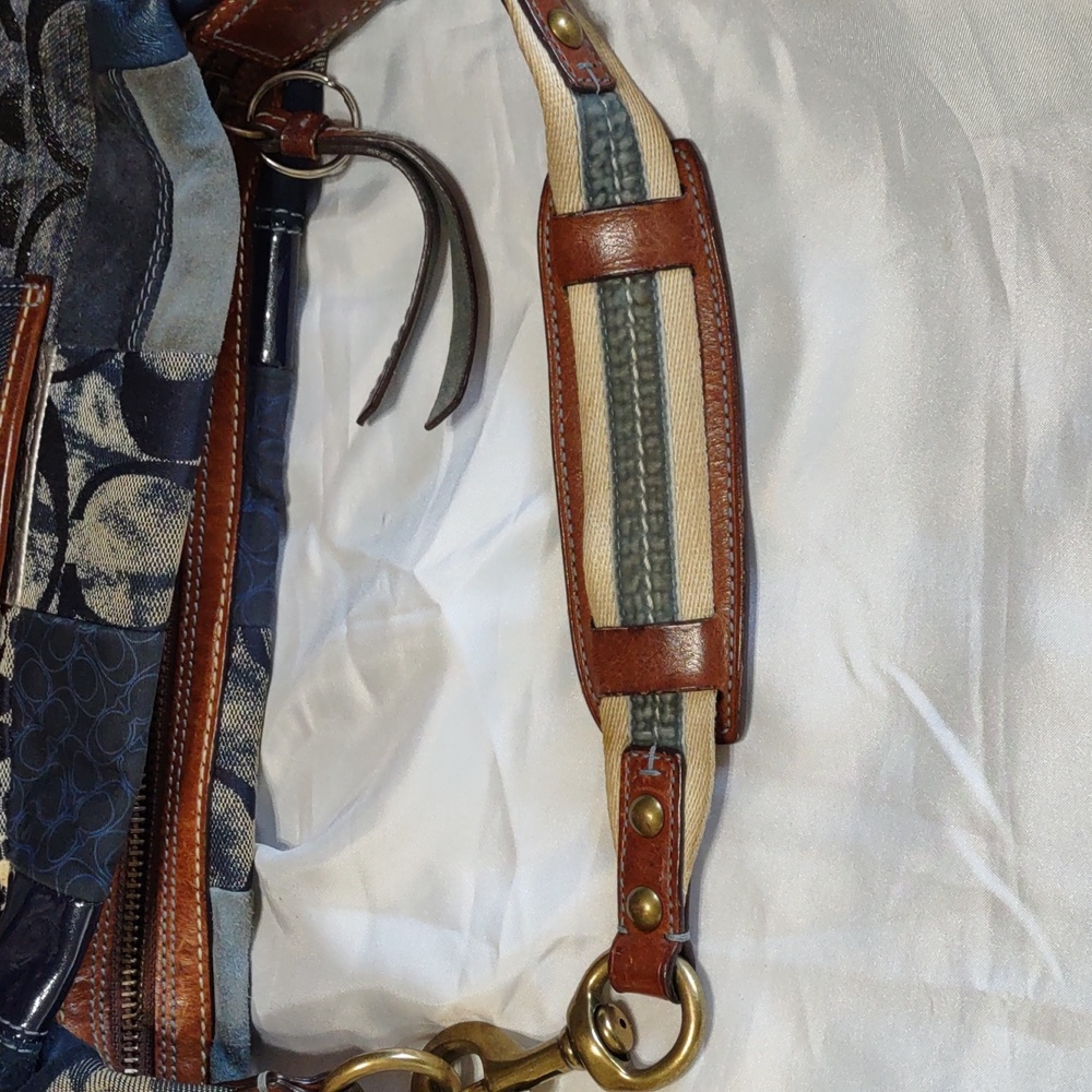 Patchwork Navy and Metallic Hobo Shoulder Bag - Picture 11 of 15